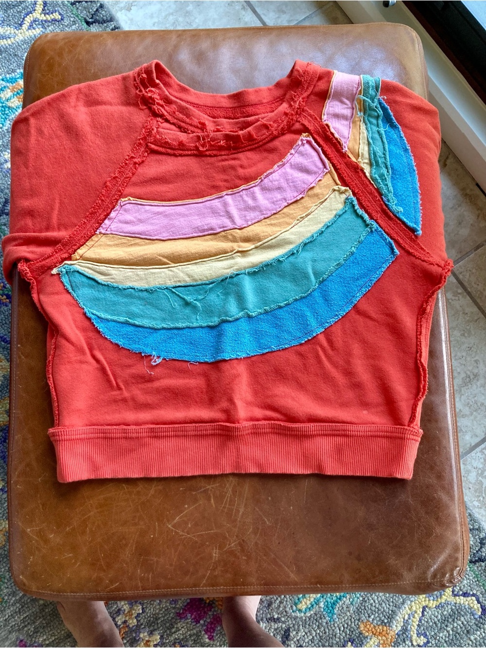 Anthropologie poppy orange oversized sweatshirt - Picture 2 of 4